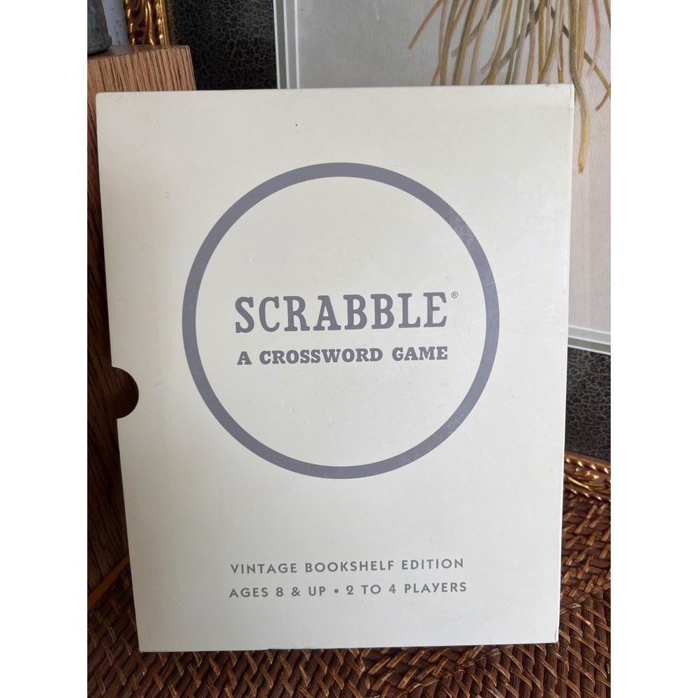Scrabble Vintage Bookshelf Edition Board Game Fabric Wrapped Book Case Hasbro